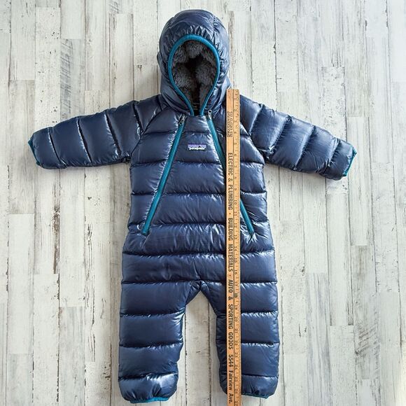 Patagonia Hi-Loft Down Sweater Bunting Snowsuit Infant 3-6 mos Navy Blue Warm - Picture 15 of 16